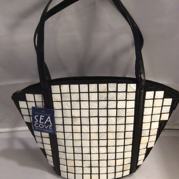 Boutique Sea Cove Mother of Pearl Caviar Shell Tote Bag Purse Beach Handbag-NWT - Picture 1 of 13